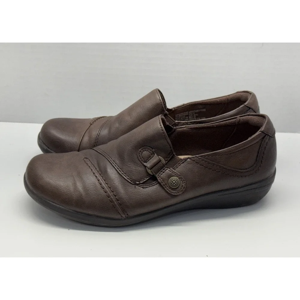 Earth Spirit Beni Loafers Womens Size 8 Brown Gelron Cushion Wedge Slip On Shoes